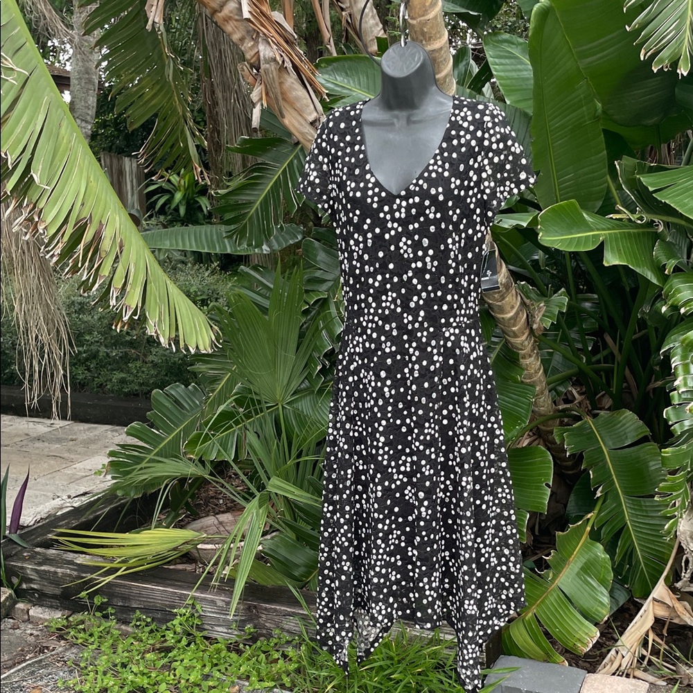 Polkadot lace, asymmetric dress